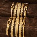 Patterned Hinged Bangle Collection in Gold and Silver Tone Styles view 1