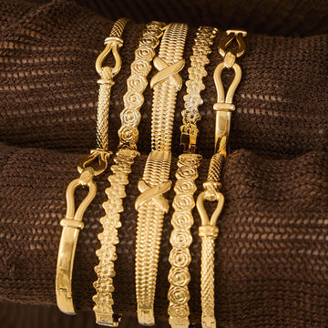 Patterned Hinged Bangle Collection in Gold and Silver Tone Styles