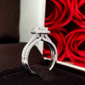 Silver Tone Cushion Halo Triple Band Clear Ring Sizes 6-10 view 3