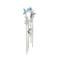 Crystal Flower Long Fringe Single Ear Clips with Polished Metal Tone Details view 5
