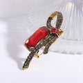 Crystal Ribbon Loop Brooch with Polished Metal and Decorative Accents view 6