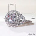 Oval Crystal Double Halo Ring With Marquise Side Stones view 5