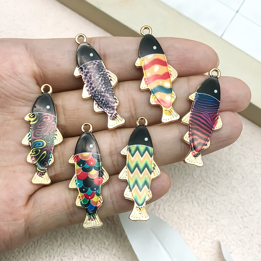 14x36mm Enamel Zinc Alloy Small Fish charm pendants for DIY earrings keychains and jewelry accessories