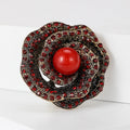 Rhinestone Rose Flower Brooch Pearl Center Two Color Styles view 3
