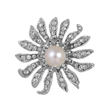 Sunflower Pearl Look Metal Brooch Pin for Jackets and Lapels
