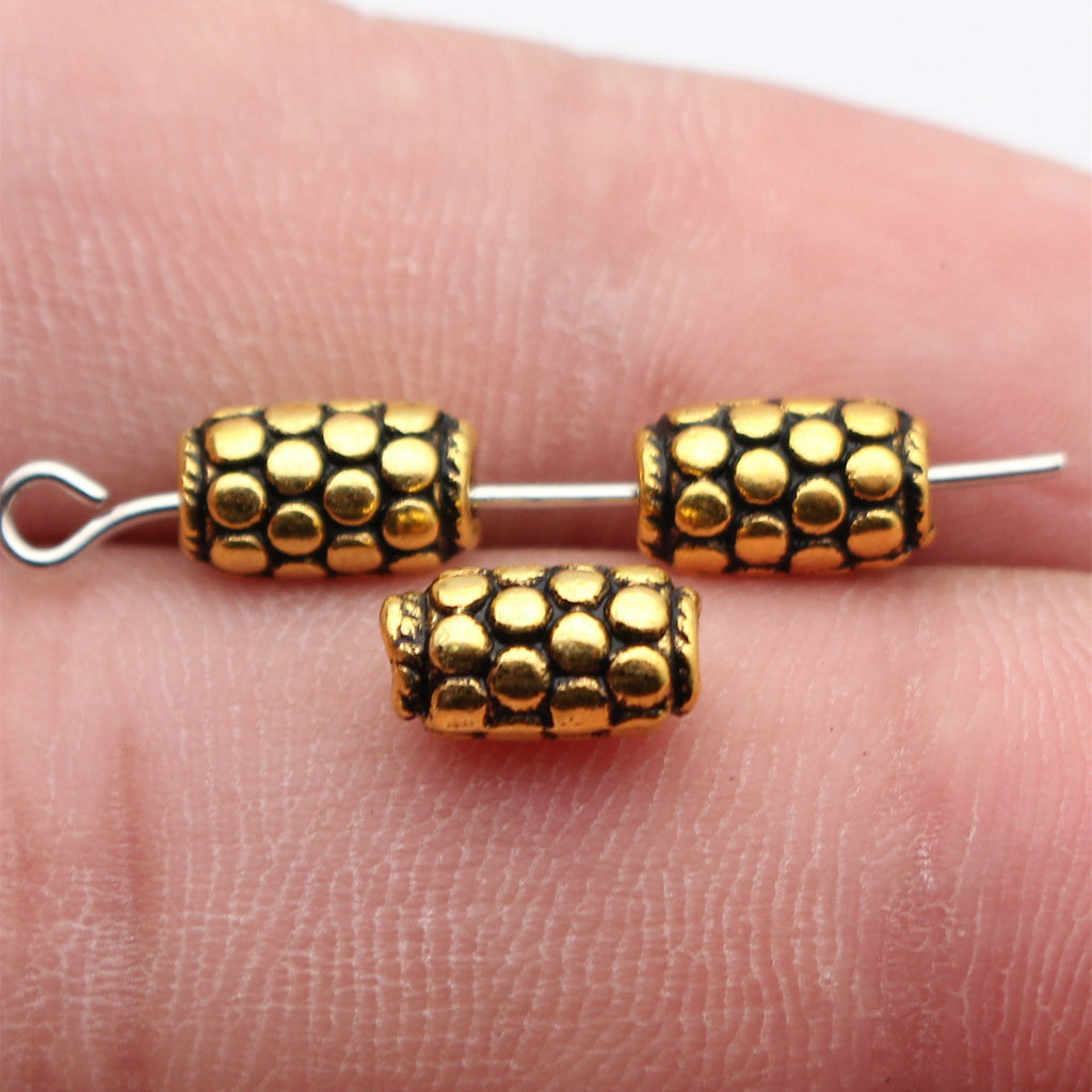 9.3x5.5x5mm 0.69g Antique Gold Zinc Alloy Snakeskin Texture Spacer Beads for Dreadlock Jewelry Making