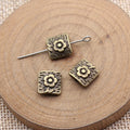 Floral Square Small Hole Spacer Beads in Two Antique Finishes view 5