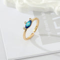 Gold Tone Blue and Pink Enamel Evil Eye Adjustable Rings view 3