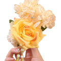Yellow Fabric Rose Duckbill Hair Clip Pearl Tassel Drops view 5