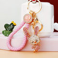 Jeweled Long Ear Rabbit Keychains with Three Braided Loop Styles view 2