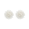 White Pearl Bead Starburst Firework Cluster Stud Earrings view 5