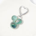 Mint Green Marble Bead Cluster Heart Clasp Keychain Charm view 2