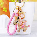 Jeweled Winged Unicorn Keychain with a Braided Wrist Loop view 3