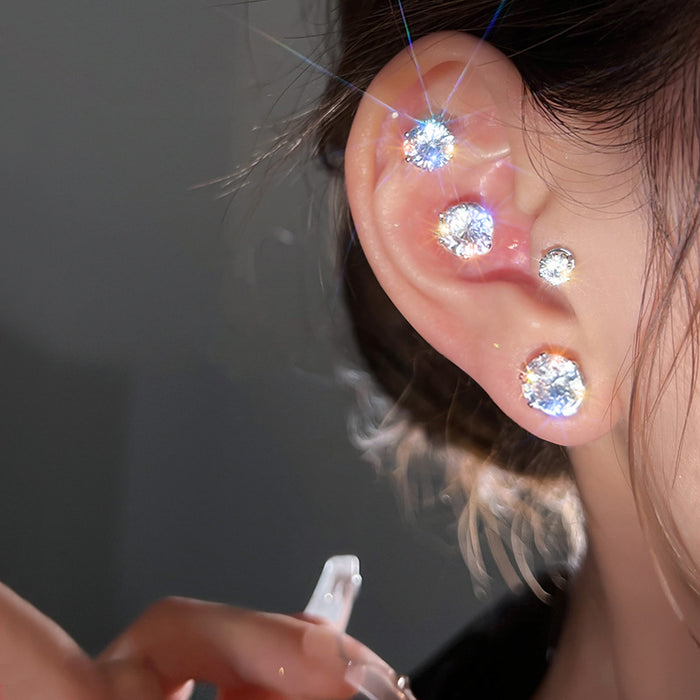 Magnetic Round Crystal Ear Cuffs Four Colors Polished Metal Jewelry