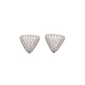 Silver Pave Zircon Triangle Stud Earrings and Pendant Necklace view 5