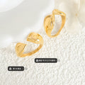 Open Dual Teardrop Cuff Ring Gold and Steel Metal Finish view 2
