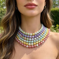 Faceted 8mm Round Bead Necklace With Gold Tone Ring Clasp view 4
