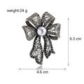 Black Silver Tone Ribbon Bow Metal Brooch Pin for Jackets and Lapels view 2