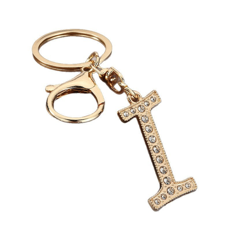 Rhinestone Letter Keychain Metal Alphabet Bag Charm Gift Accessory