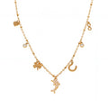 Zircon Dolphin Multi Charm Necklace Heart Clover Horseshoe Infinity view 5