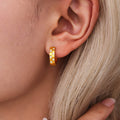 Gold Stainless Steel Geometric Zircon Huggie Hoop Earrings view 4