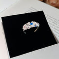 Silver Daisy Flower Stud Earrings and Open Ring Set view 7