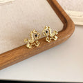Gold and Silver Tone Open Rocking Horse Stud Earrings view 6