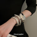Gold Silver Polished Hinged Metal Bangles Square Wide Twist view 4