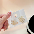 Clear Look Petal Cluster Gold Tone Statement Stud Earrings view 3