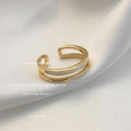 Gold Open Adjustable Double Band Queen White Enamel Ring view 3