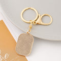 Rhinestone Initial Letter Keychain Black Enamel Gold Tone Tag view 4