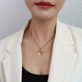 Tulip Oval Openwork Pendant Necklace On Figaro Chain view 4
