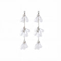 White Pearl Look Petal Cluster Long Dangle Earrings view 5