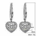 Silver Heart Halo Leverback Clear Drop Earrings Pair view 5