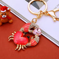 Heart Crab Keychains in Royal Blue, Pink and Red Enamel Finishes view 2