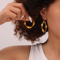Twisted Mesh Texture Hoop Earrings Gold Or Steel Finish view 3