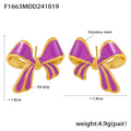 Gold Bow Enamel Stud Earrings Purple Green Blue Finishes view 6