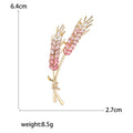 Gold Twin Wheat Ear Brooch Marquise Crystal Grain Pin view 9