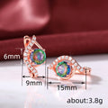 Rose Gold Tone Iridescent Round Stone Leverback Earrings view 5