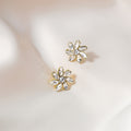 Clear Look Marquise Petal Flower Gold Tone Stud Earrings view 2