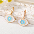 Gold Tone Enamel Eye Pendant Necklace Huggie Earrings and Sets view 7