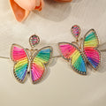 Four Color Thread-Wrapped Butterfly Statement Earrings view 3