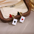 Red Black Heart Playing Card Mismatched Clip Earrings view 6
