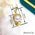 Faux Pearl Buddha Pendant Necklace Silver Gold Tone Metal view 4