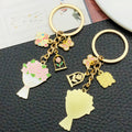 Mother's Day Floral Enamel Keychains in 6 Multi-Charm Designs view 4