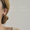 Gold Tone Rounded Square Stud Earrings In White And Burgundy view 2