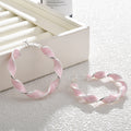 Pearlescent Color Twisted Silver Tone Hoop Earrings view 3