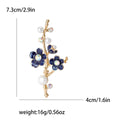 Pearl and Enamel Blossom Branch Brooch in Blue and Red view 6