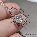 Round Clear Crystal Halo Silver Tone Necklace Polished Jewelry Accessory view 4