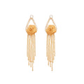 Gold-Tone Rose And Chain Tassel Earrings - One Style view 5
